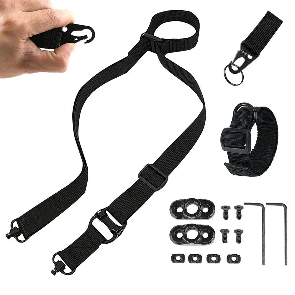 STONESKY Rifle Sling 2 Point Multi Mission Rifle Sling Quick Adjust Gun Strap W/ QD Swivels + D Ring