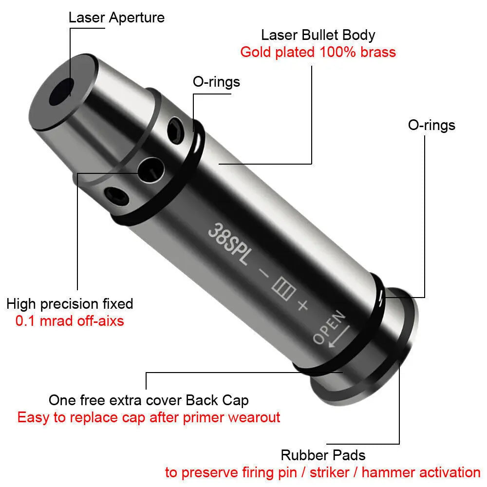 STONESKY Tactics .38SPL Shooting Red Dot Laser for Dry Fire Training Practice Bore Sight Hunting