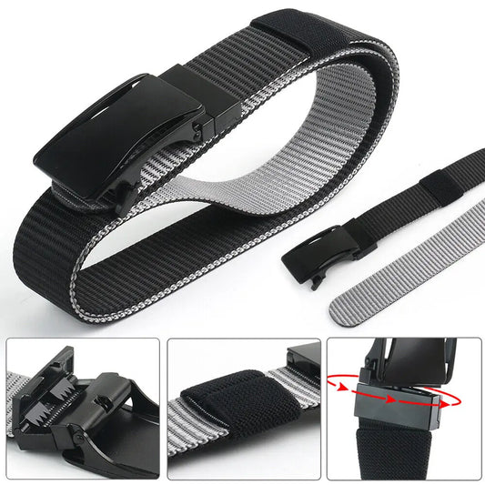 STONESKY Men's Ratchet Gun Belt Nylon Web Work Belt with Automatic Slide Buckle Double Color Waistband