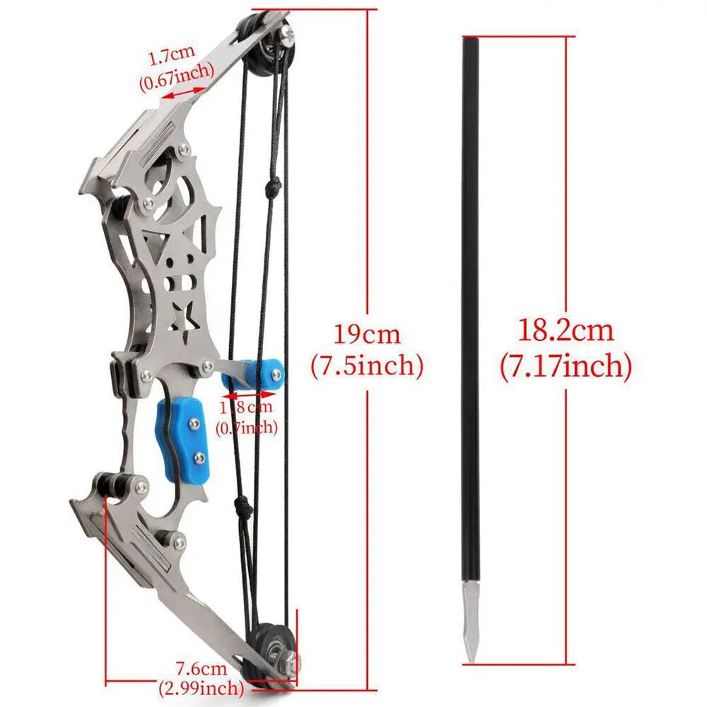 STONESKY 7.5in Mini Compound Bow Kit Arrows Target Shooting Archery Toy Bow w/ 12 Arrow Pocket Bow