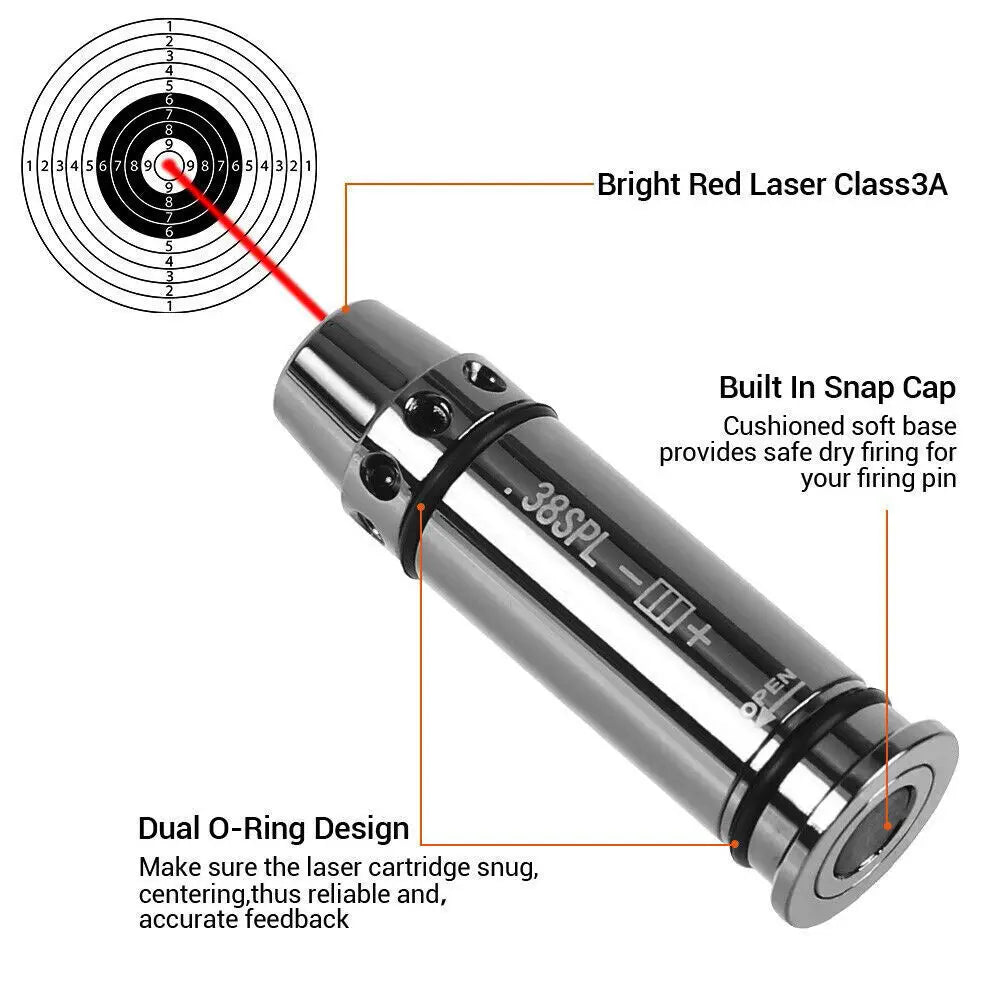 STONESKY Tactics .38SPL Shooting Red Dot Laser for Dry Fire Training Practice Bore Sight Hunting