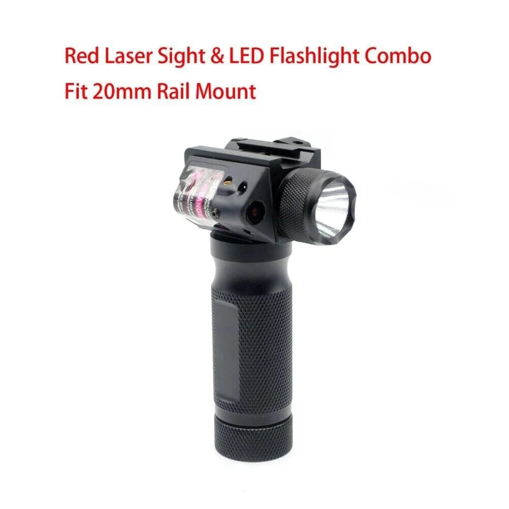 Combo Vertical Foregrip CREE LED Flashlight&Red Laser Sight 20mm Rail for Rifle