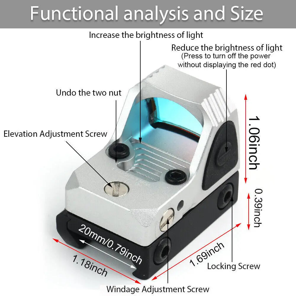 STONESKY High-performing RIFLE Tactical Red RMR Reflex Sight Scope for Glock Pistol with Weaver Picatinny Mount