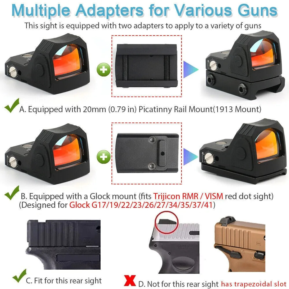 STONESKY Mini RMR Red Dot Sight Holographic Reflex Scope Sight - Perfect for Precision Shooting