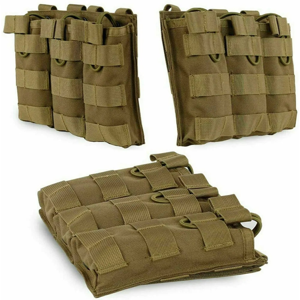 STONESKY Tactical Molle Open Top Triple Magazine Pouch Nylon 5.56 .223 Rifle Mag Holder Nylon Pouch