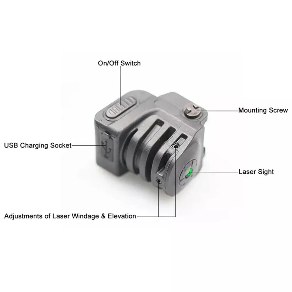 STONESKY Green Laser Sight Pistol Gun Glock Pointer USB Rechargeable Beam 17 18c 19 21 26 red dot sight