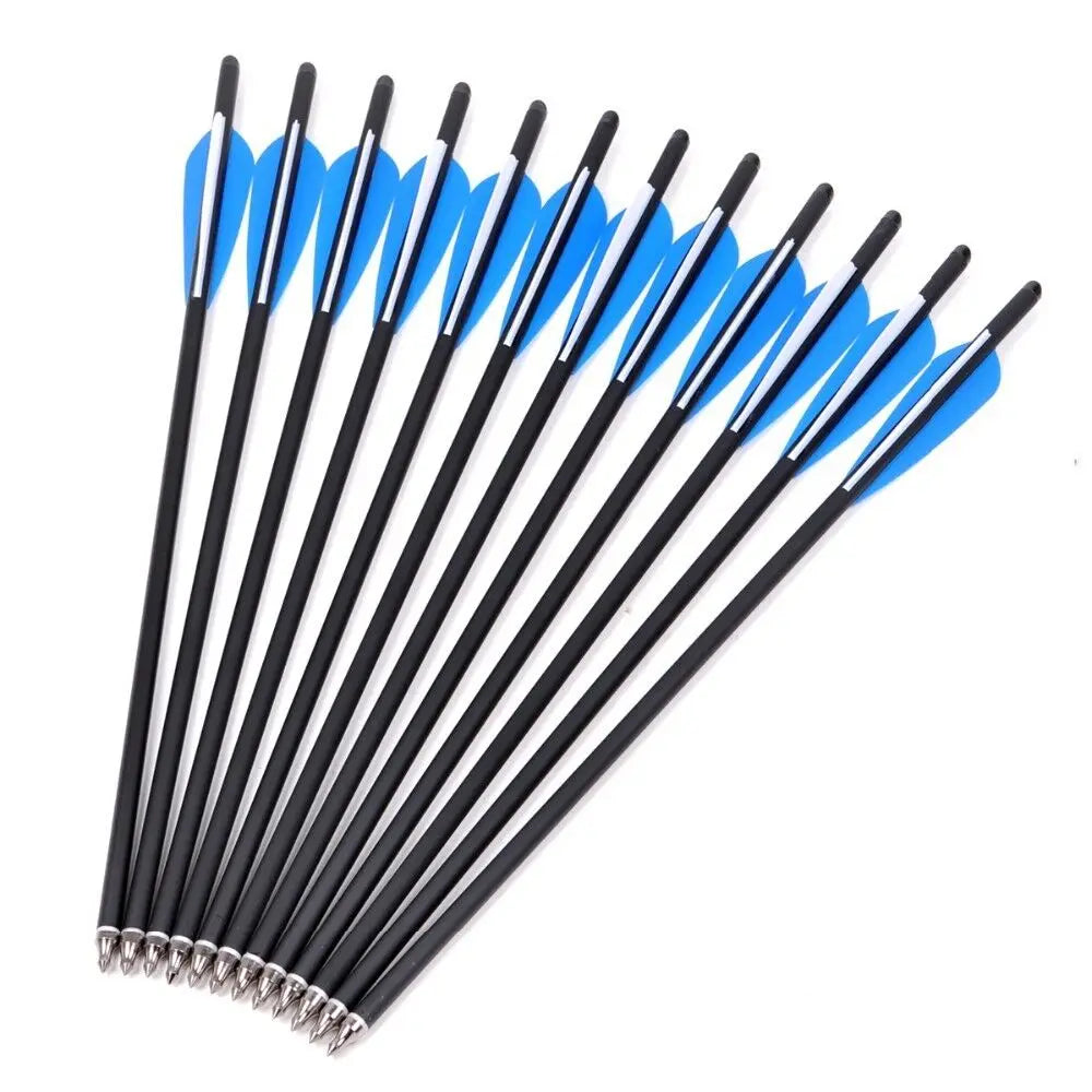 STONESKY 12Pcs 17" Crossbow Bolts Archery Carbon Arrows OD with 4" vanes Moon Nocks8.8mm for Hunting