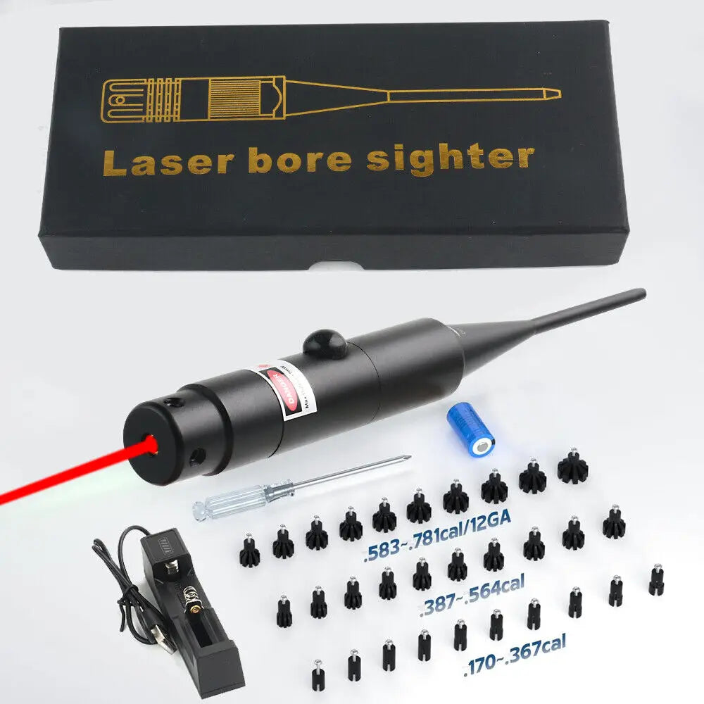 STONESKY US Red Laser Bore Sight Collimator .17 to .78 Sighter For Rifle w/30 Adapters Easy To Use