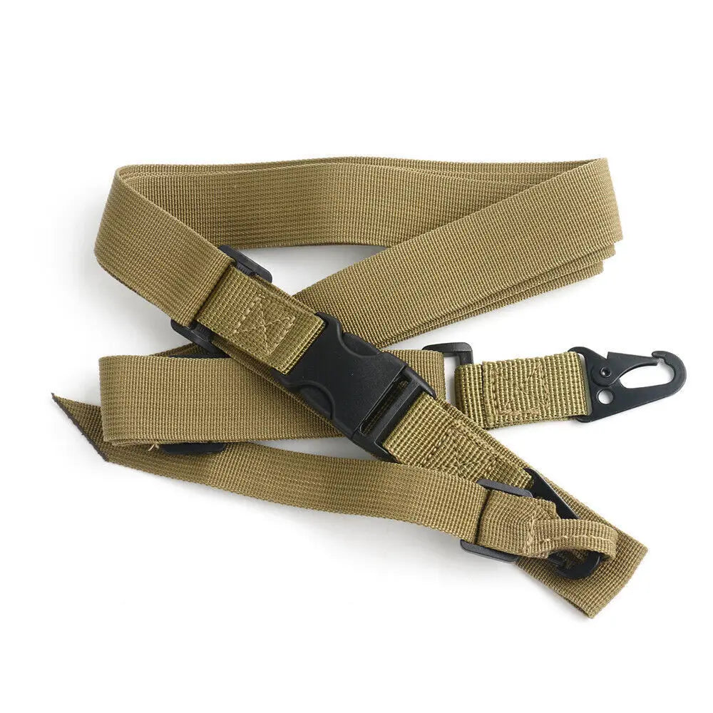 STONESKY Three Point Rifle Sling Tactical Gun Sling Military 3 Point Bungee Brown Gun Strap