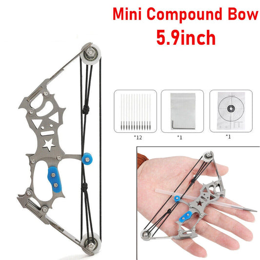 STONESKY 5.9inch Mini Compound Bow Kit Arrows Target Shooting Archery Toy w/ 12 Arrows bows US