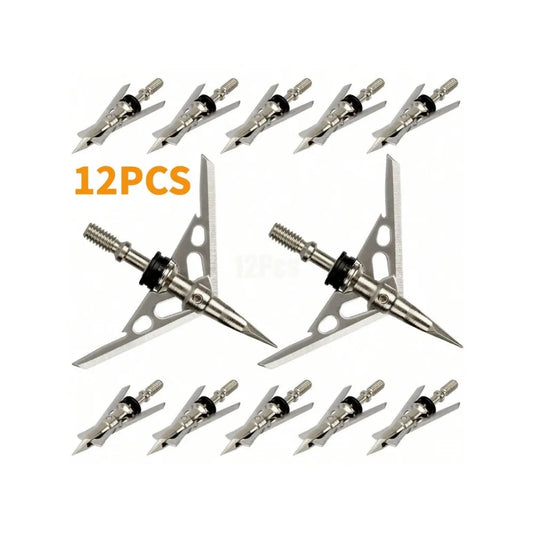 STONESKY Optimize Your Hunting Skills with 12 PCS Archery Broadheads 2 Blade 2" Dia 100 Grain Arrowheads