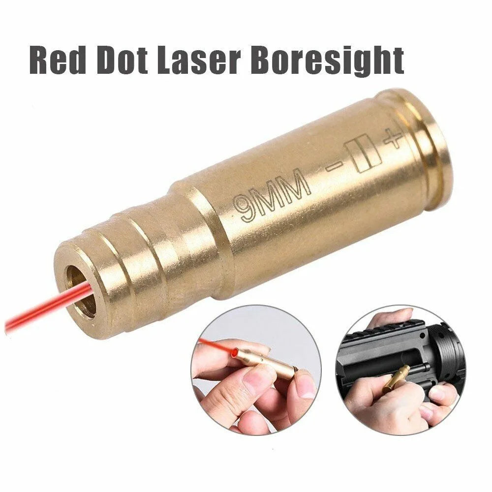 STONESKY Brass CAL 9mm Red Laser Bore Sight Cartridge Bullet Shap Boresighter w/ Battery spotting scope for rifle hunting