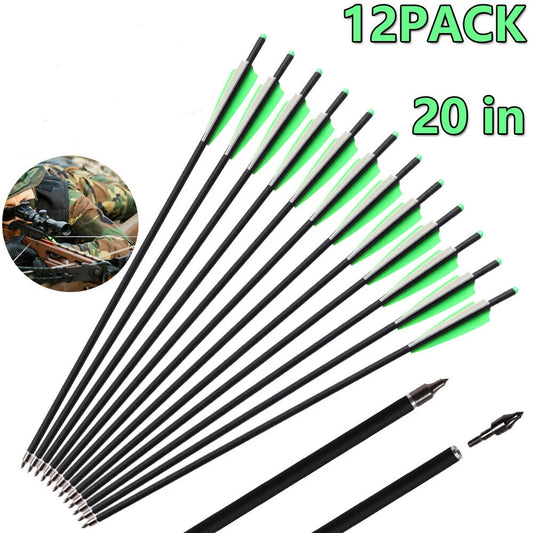 STONESKY 12Pack 20-inch Carbon Crossbow Bolts Archery Moon Nocks Arrow For Hunting Target for Hunting