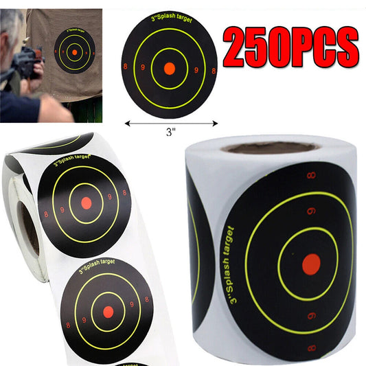 STONESKY 250Pcs 3 inch Shooting Splatter Target Stickers Training  Adhesive Reactive Targets Paper