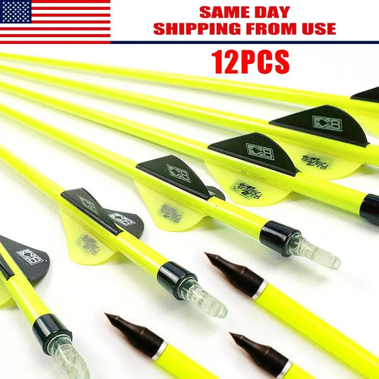 STONESKY High Quality Drop Shipping 12Pcs Archery Carbon Hunting Target Arrows 30" SP500 For Compound/Recurve Bow US