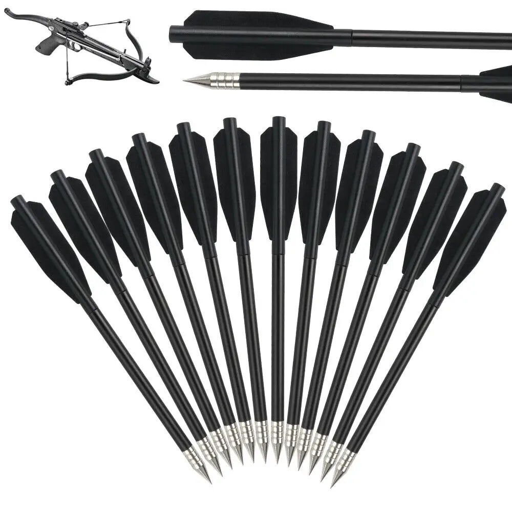 STONESKY 12Pack Pistol Crossbow Bolts 6.5" Aluminium Arrows Broadhead Hunting Mini Archery