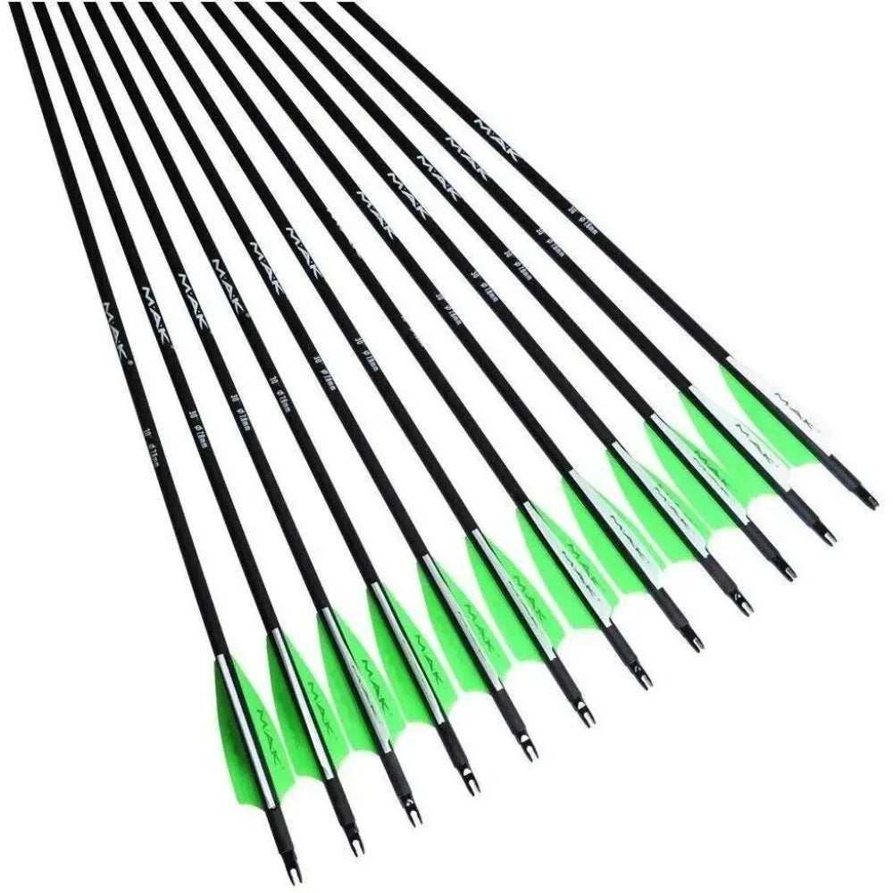 STONESKY Drop Shipping 12Pcs 30" Archery Carbon Arrows Hunting Target spine 500 OD 7.8mm - Recurve Bows For Compound Bow Hunting