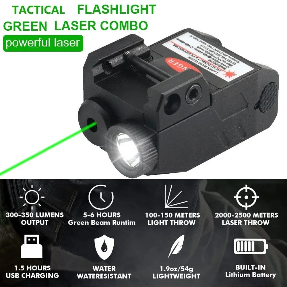 STONESKY LED Flashlight & Green Laser Sight Pistol 20mm Picatinny Rechargeable holographic sight