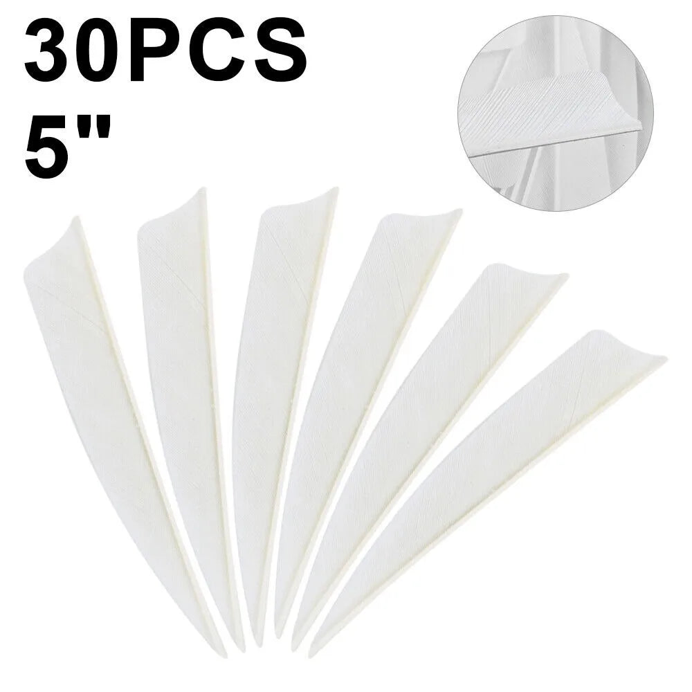 STONESKY 30Pcs 5'' DIY Natural Turkey Arrow Feather Archery Hunting Bow Shield Feather Arrow White