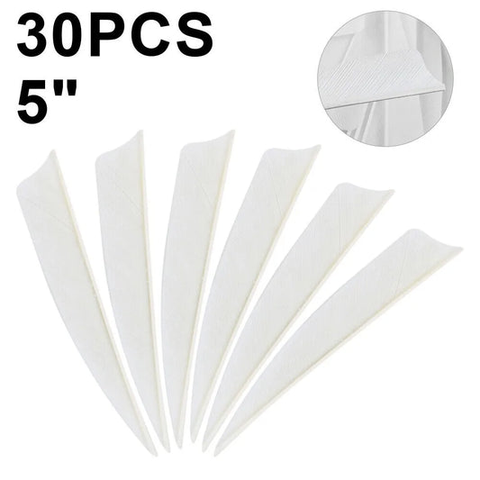 STONESKY 30Pcs 5'' DIY Natural Turkey Arrow Feather Archery Hunting Bow Shield Feather Arrow White