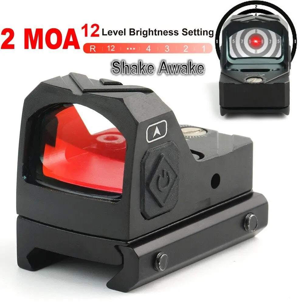 STONESKY RIFLE/2 MOA Shake Awake Optic Reflex Red Dot Sight for Hunting with Glock 17 MOS RMR Cut Base