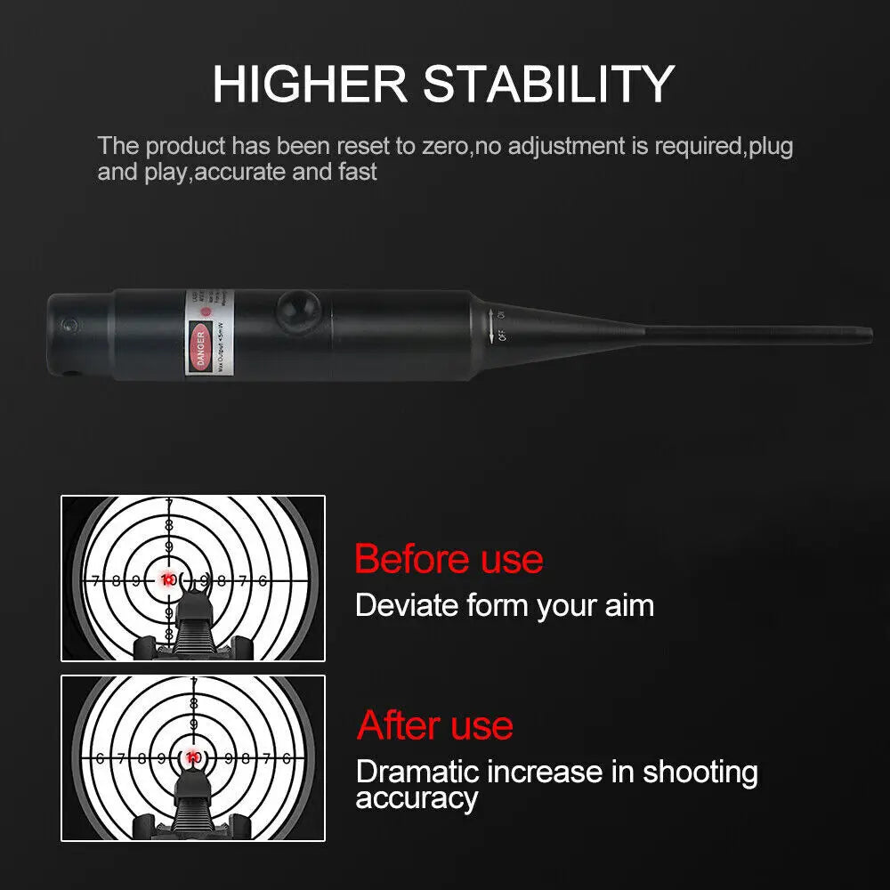 STONESKY US Red Laser Bore Sight Collimator .17 to .78 Sighter For Rifle w/30 Adapters Easy To Use