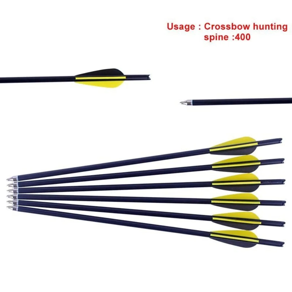 STONESKY 12Pcs Carbon 20inch Crossbow Bolts Hunting Arrow Half Moon Nocks 8.8mm OD Shaft Shooting