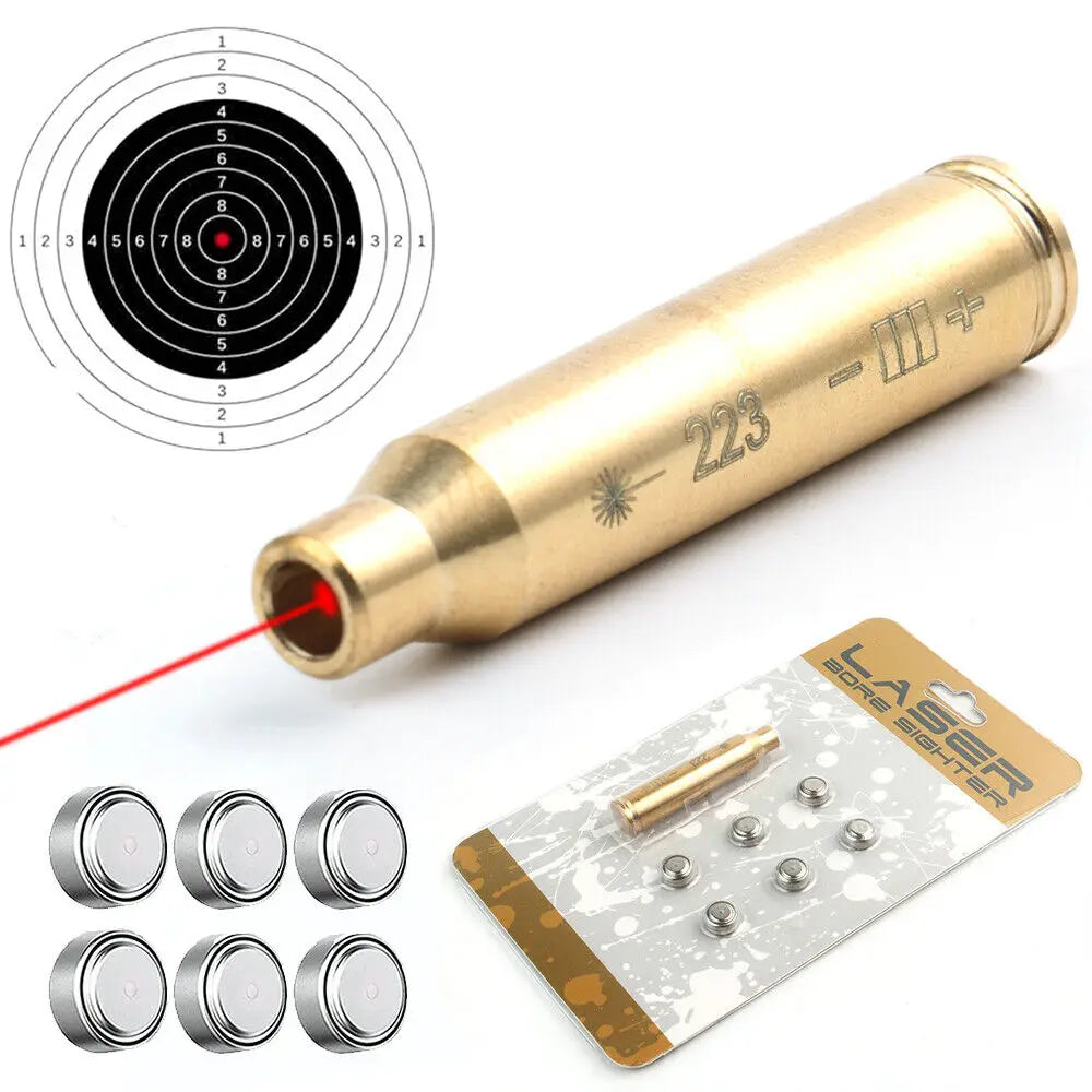 STONESKY Hunting Bore Sighter Sight 223Rem 5.56 Cartridge Red Laser  W/ LR41 Batteries