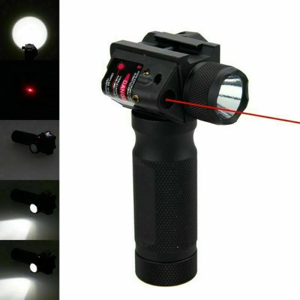Combo Vertical Foregrip CREE LED Flashlight&Red Laser Sight 20mm Rail for Rifle