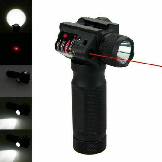 Combo Vertical Foregrip CREE LED Flashlight&Red Laser Sight 20mm Rail for Rifle