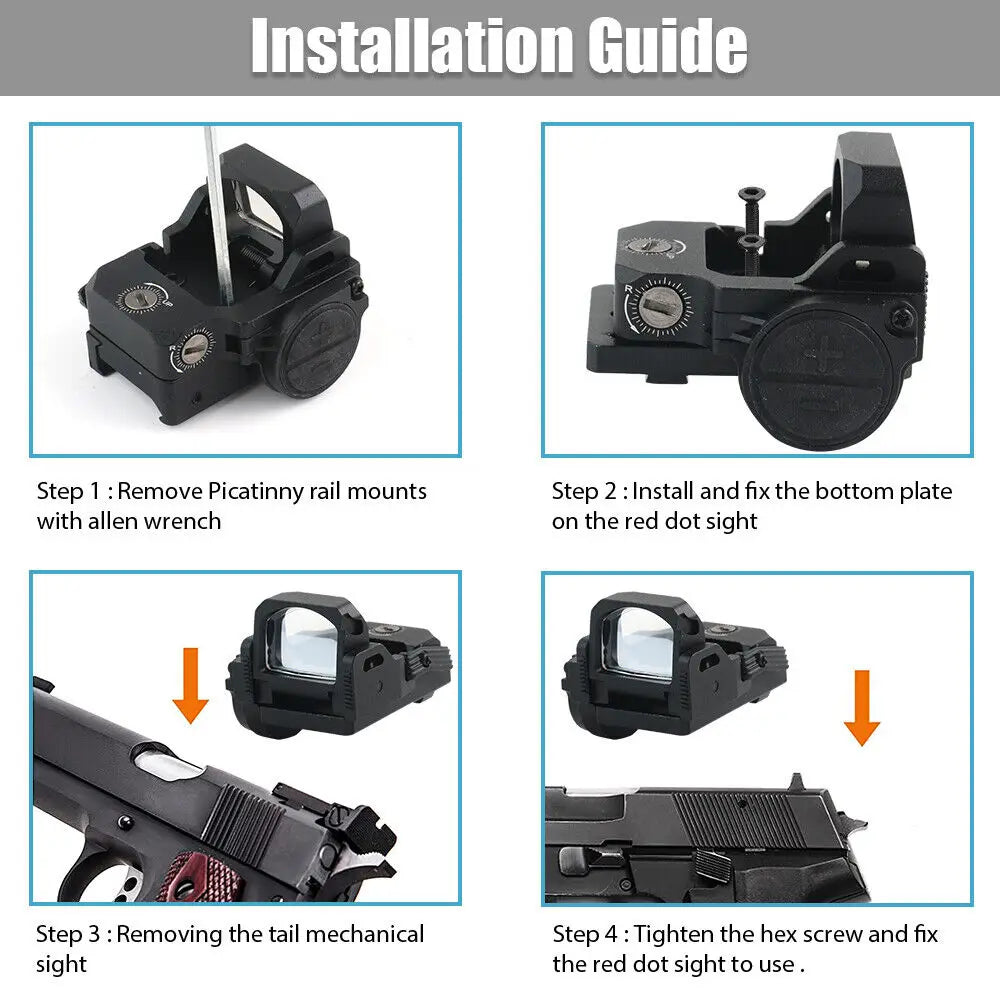 STONESKY Folding Flip Up Red Dot Sight Holographic Reflex Sight RMR w/ mount Airsoft For Glock