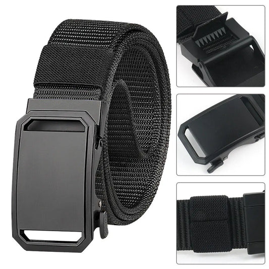 STONESKY Men's Belt Alloy Automatic Buckle Canvas Belt Quick Release Gun hunting accessories