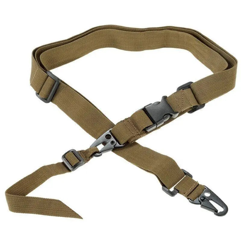 STONESKY Three Point Rifle Sling Tactical Gun Sling Military 3 Point Bungee Brown Gun Strap