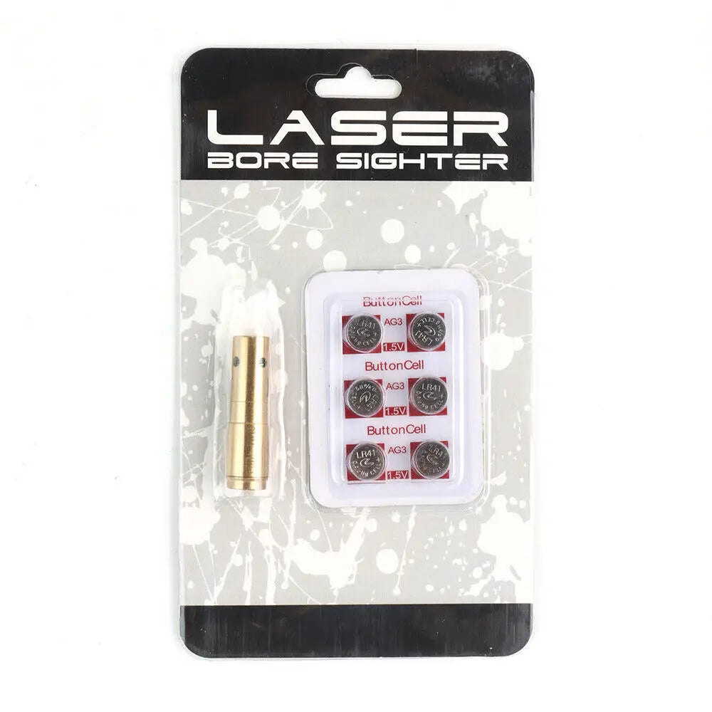 STONESKY Brass CAL 9mm Red Laser Bore Sight Magwell Bullet Shap Boresighter 6pc Batteries hunting