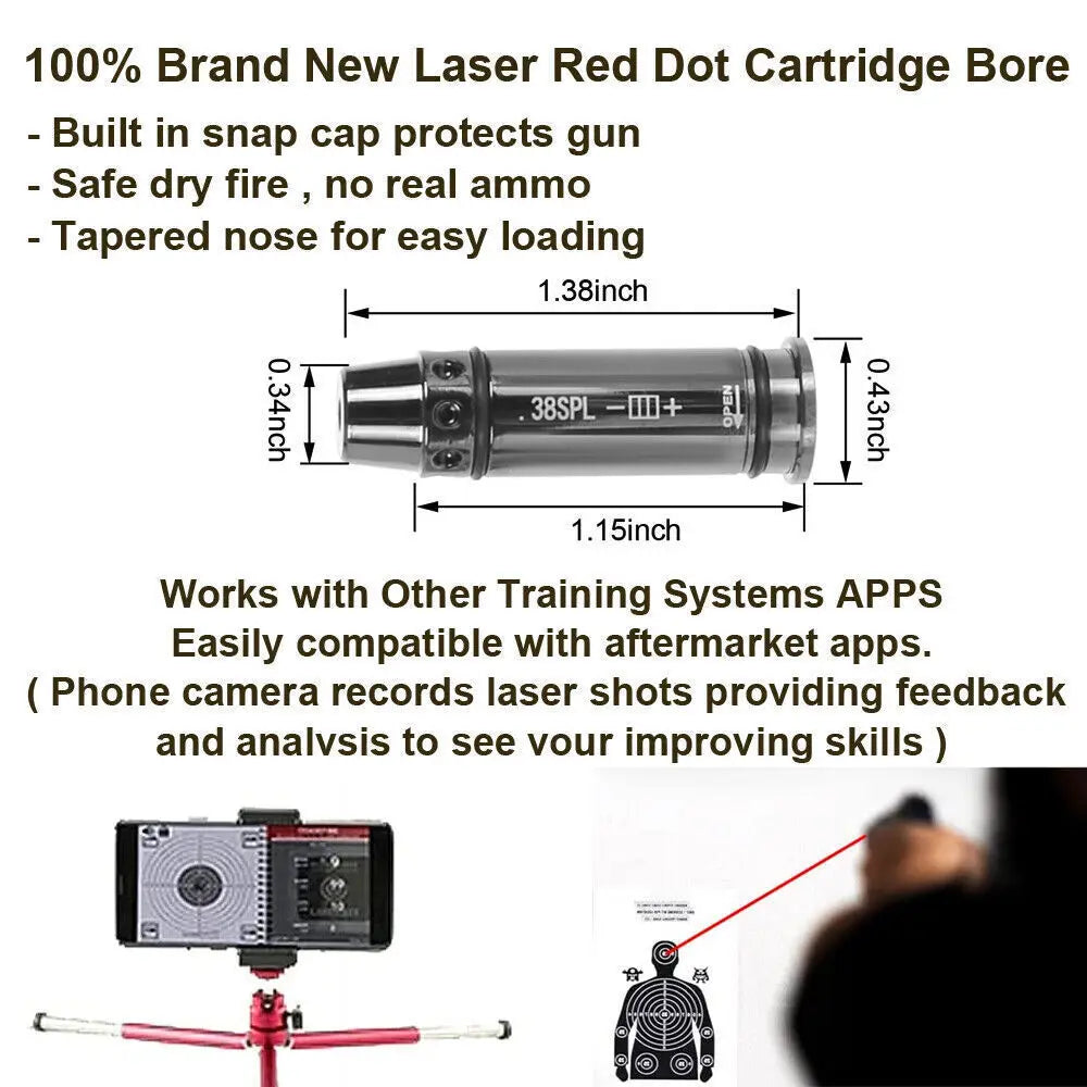 STONESKY Tactics .38SPL Shooting Red Dot Laser for Dry Fire Training Practice Bore Sight Hunting