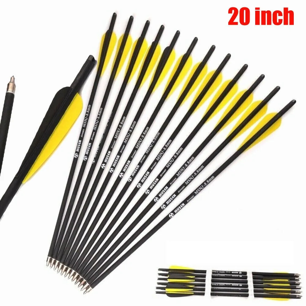 STONESKY 12Pcs Carbon 20inch Crossbow Bolts Hunting Arrow Half Moon Nocks 8.8mm OD Shaft Shooting