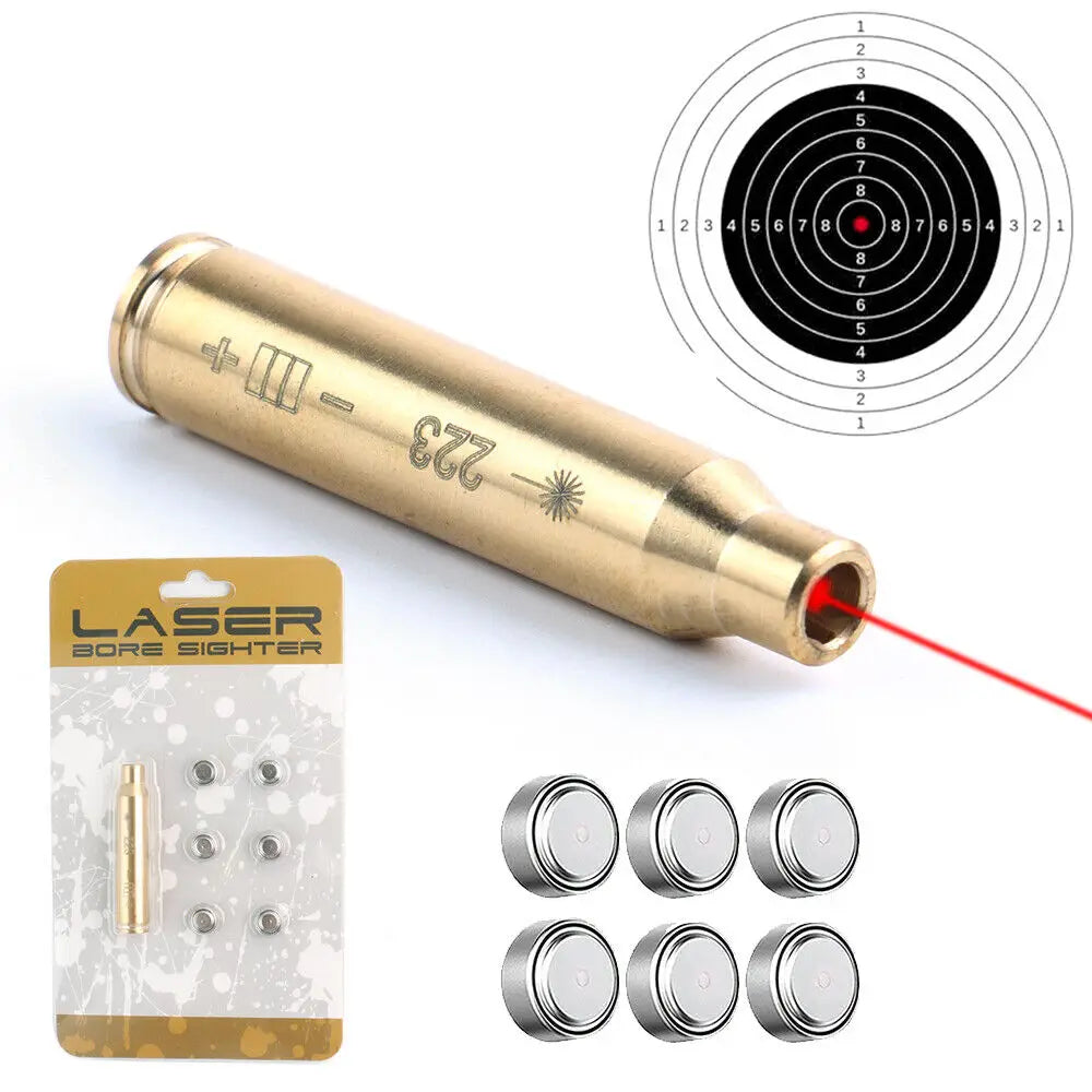STONESKY Hunting Bore Sighter Sight 223Rem 5.56 Cartridge Red Laser  W/ LR41 Batteries