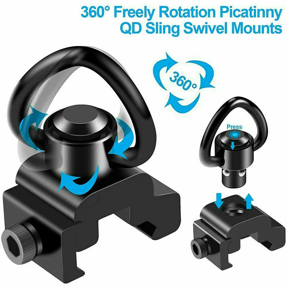 STONESKY 2pcs Quick Release Detach QD Sling Swivel Attachment w/20mm Picatinny Rail Mount