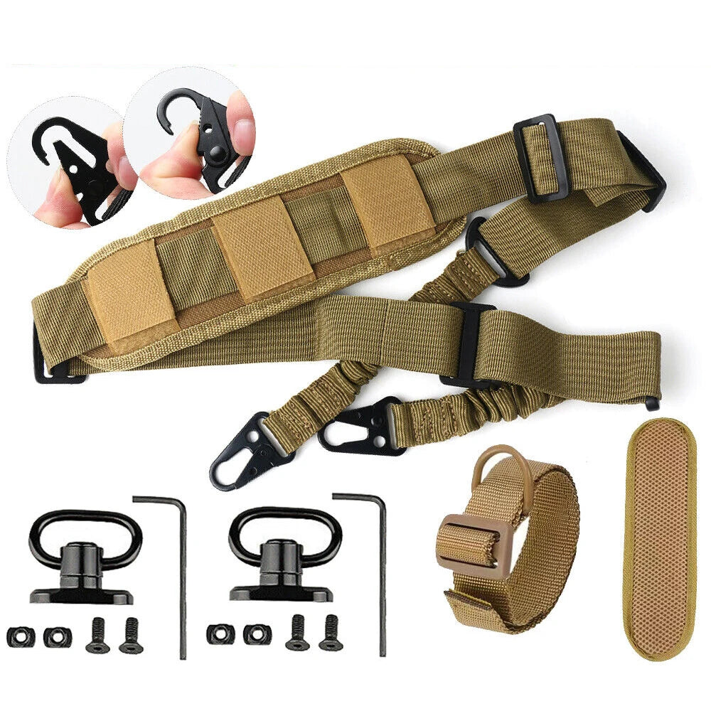 STONESKY 2 Point Sling Strap With Shoulder Pad + D Ring Loop + 2Pcs QD Sling Mount Swivels