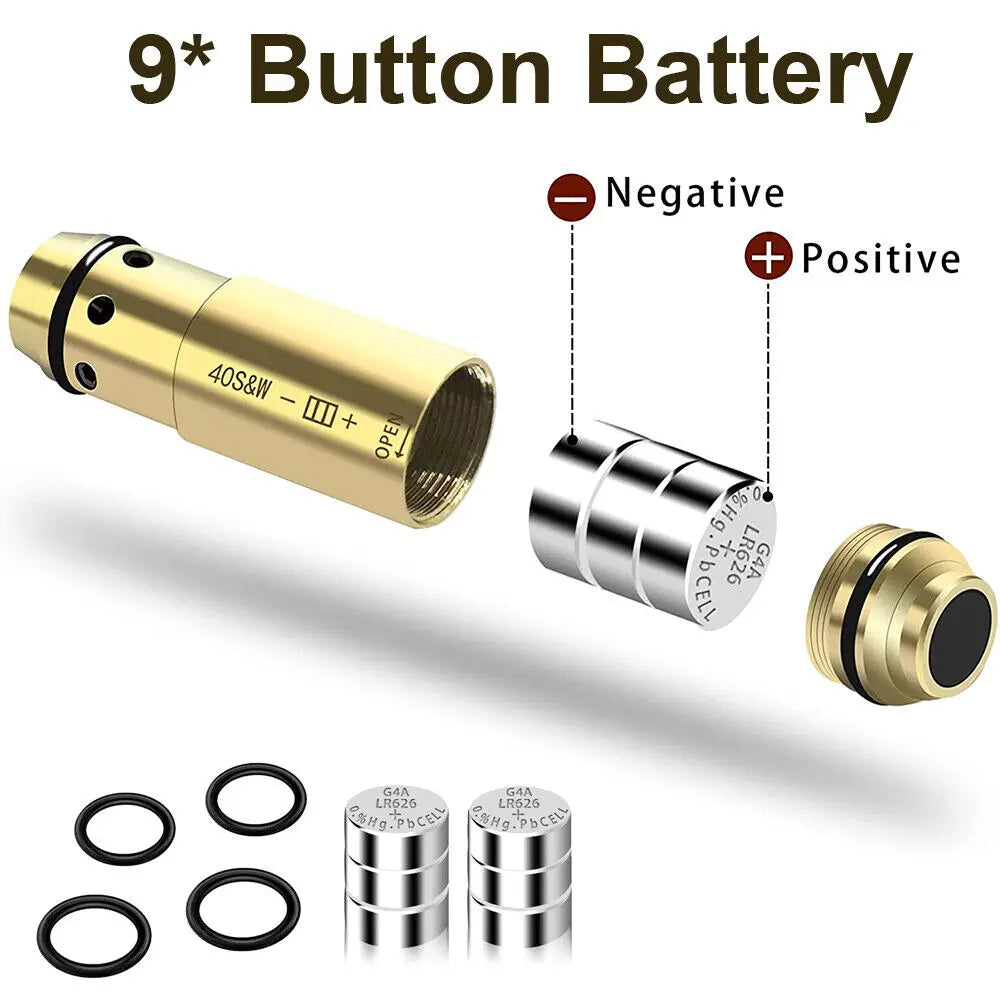 STONESKY 40S&W Red Laser Bore Sight Cartridge Shooting Training Boresighter & 9 Battery for Riflescopes