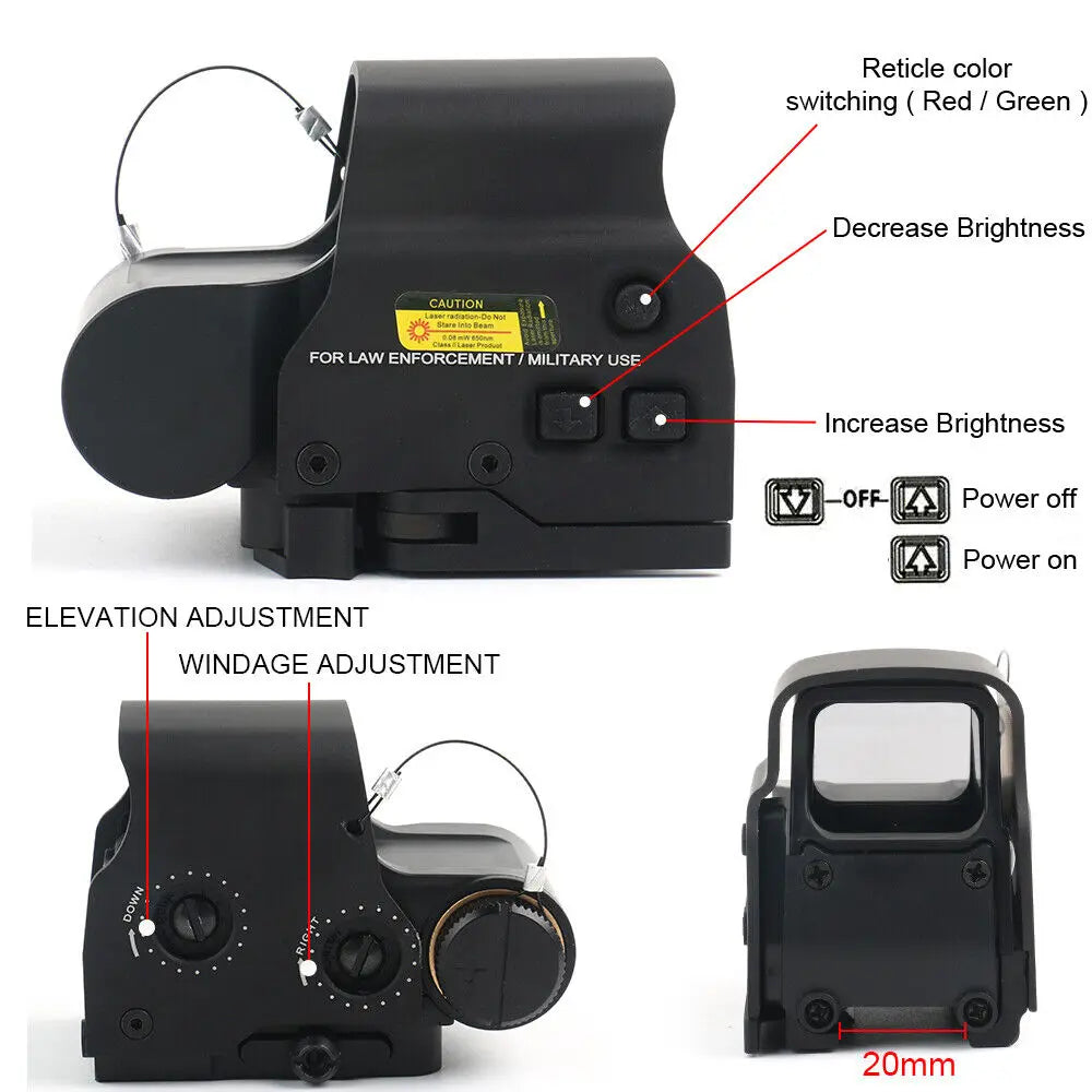 STONESKY Easy to Use Tactical Holographic 558 Sight Red Green Dot Collimator Scope For Any 20mm Rail