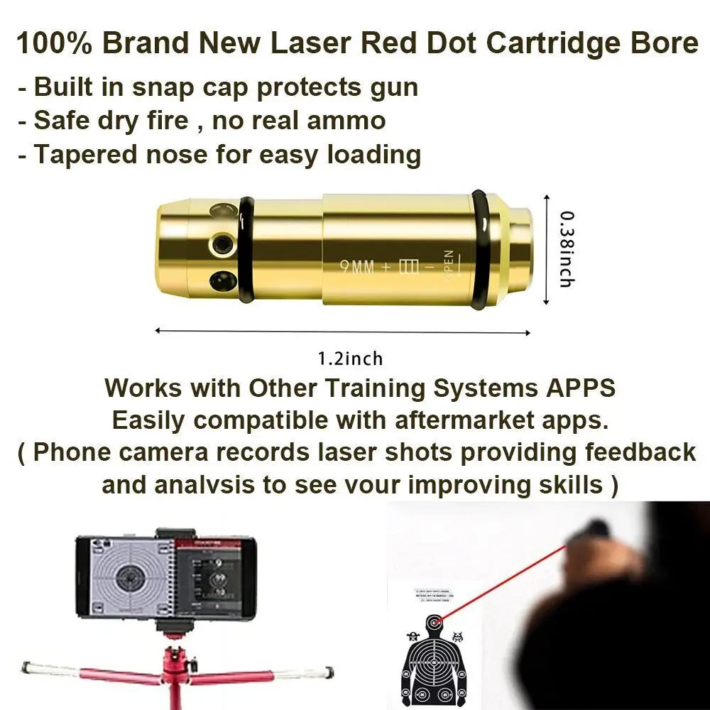 STONESKY 9mm/380ACP/40S&W High Performance Laser Training Bullet Dry Fire Cartridge Tactical Red Dot Laser