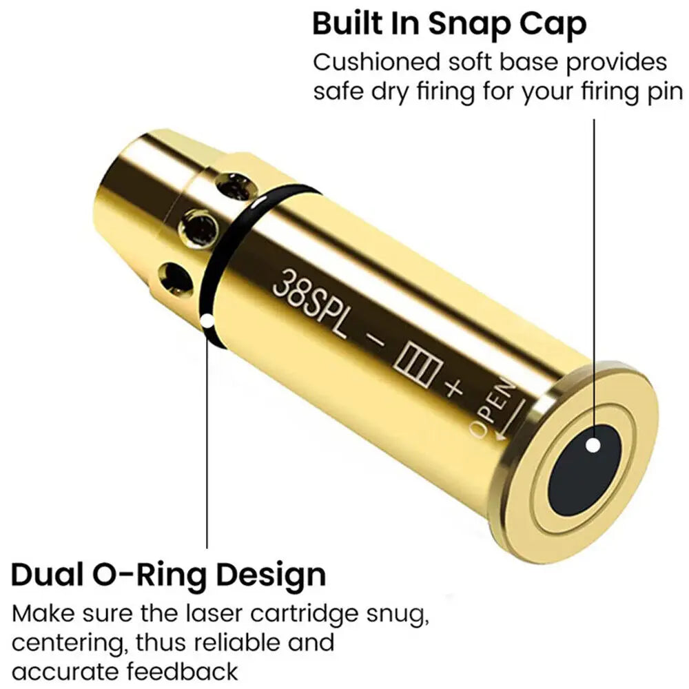 STONESKY 38SPL Red Laser Bore Sight Cartridge Dry Fire Shooting Training Brass Boresight for Hunting