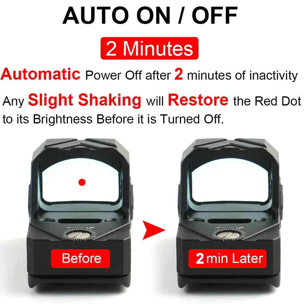 STONESKY RIFLE/2 MOA Shake Awake Optic Reflex Red Dot Sight for Hunting with Glock 17 MOS RMR Cut Base