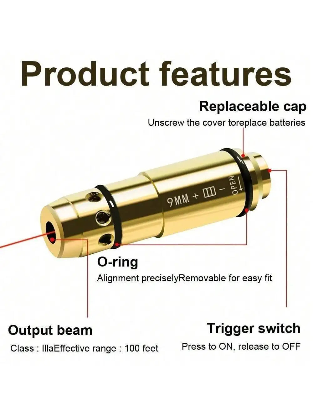 STONESKY Training 9mm Red Laser Bore Sight Cartridge Trainer Outdoor Dry Fire Shooting US