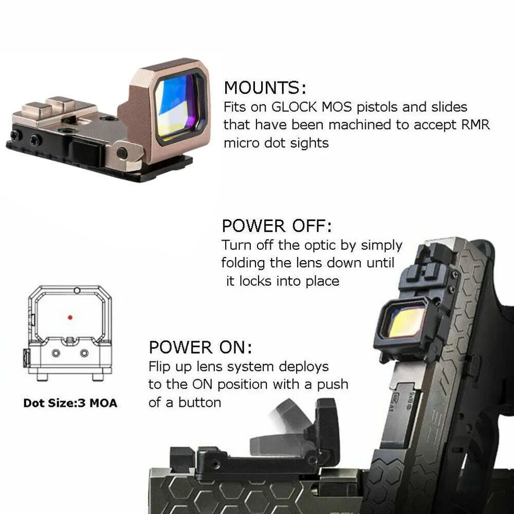 SOTNESKY Mini Folding Riflescopes with Holographic Reflex Sight and RMR Red Dot Sight for Precise Shooting