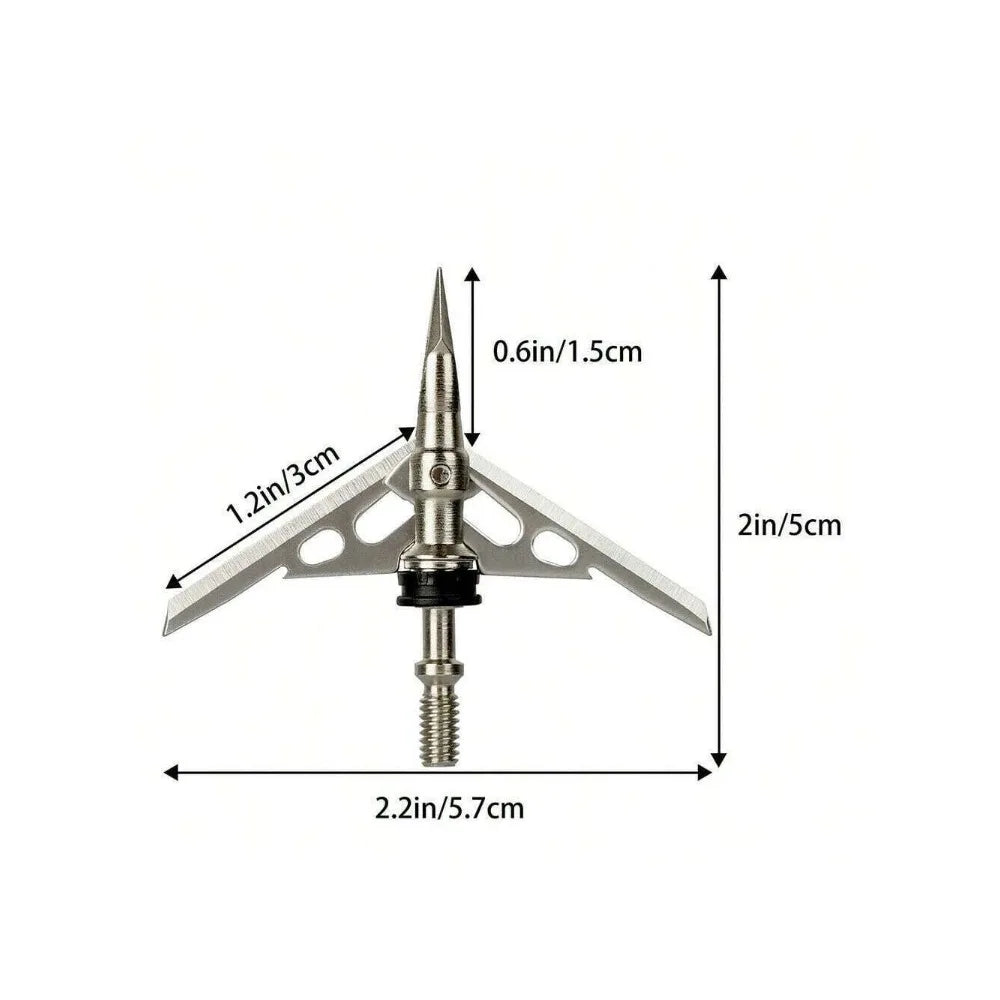 STONESKY Optimize Your Hunting Skills with 12 PCS Archery Broadheads 2 Blade 2" Dia 100 Grain Arrowheads