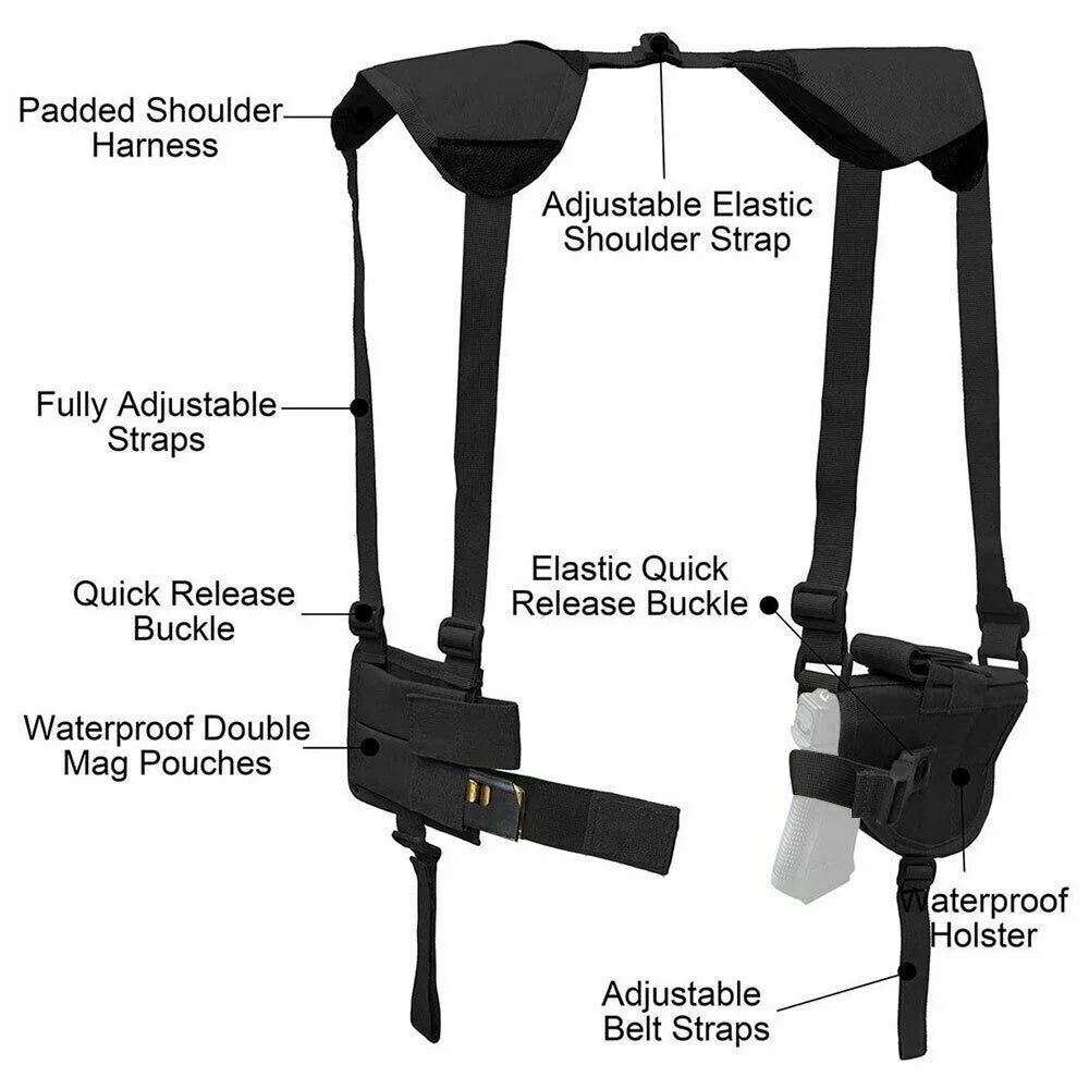 STONESKY Durable RIFLE Tactical Concealed Carry Shoulder Holster for Gun and Pistol with Double Magazine Pouch