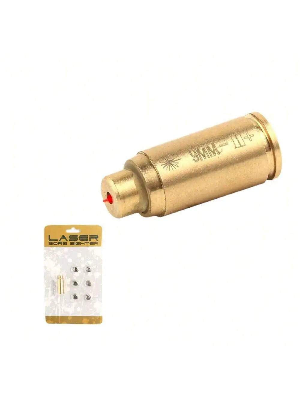 STONESKY Brass CAL 9mm Red Laser Bore Sight Cartridge Bullet Shap Boresighter w/6 Battery