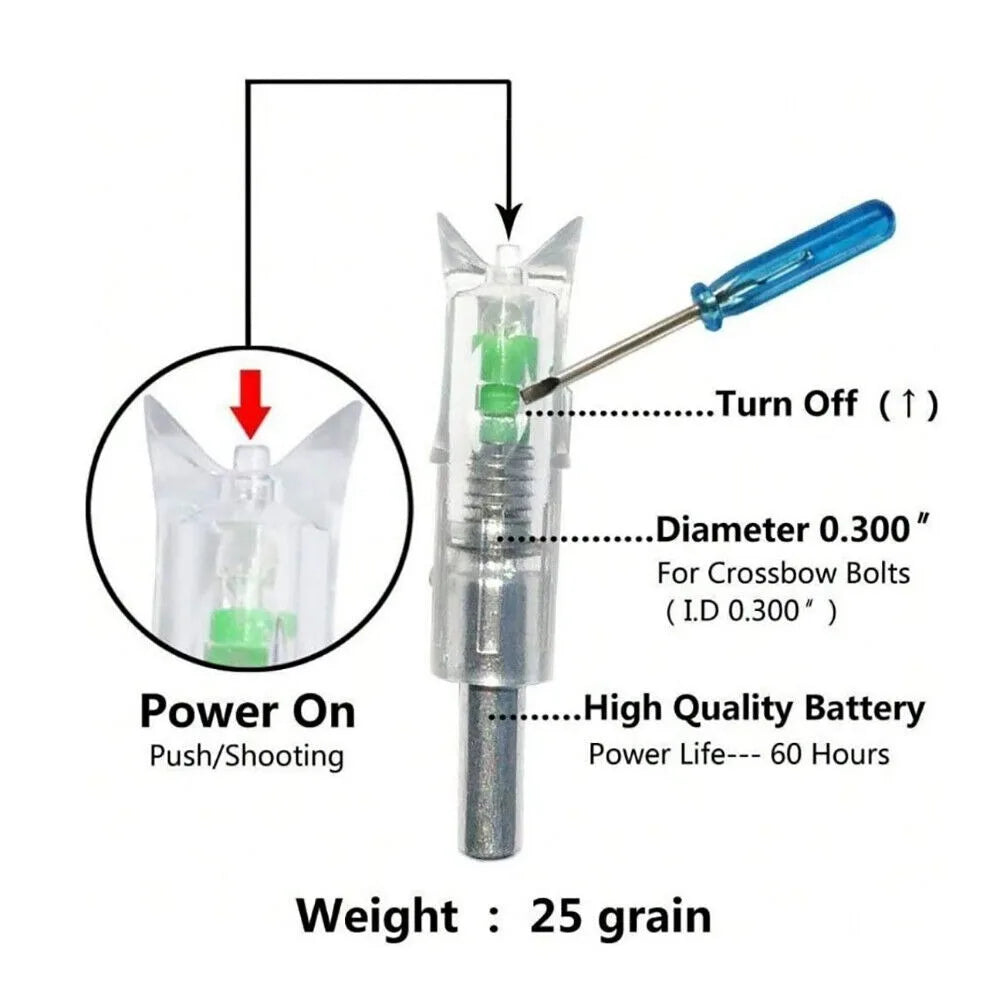 STONESKY 6Pcs Green Lighted Nocks For Crossbow.300/7.62mm Inside Diameter Arrows Led Nock For Hunting accessories